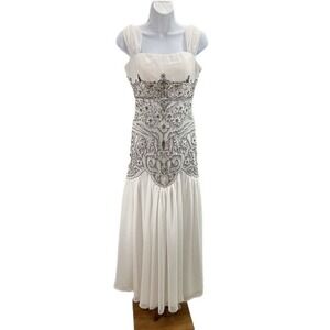 Sue Wong Nocturne Wedding Dress Mermaid Size 6 Beaded Lace White Small Tail